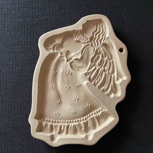Vintage 1987 Brown Bag Cookie Art Stoneware Angel Cookie Mold
